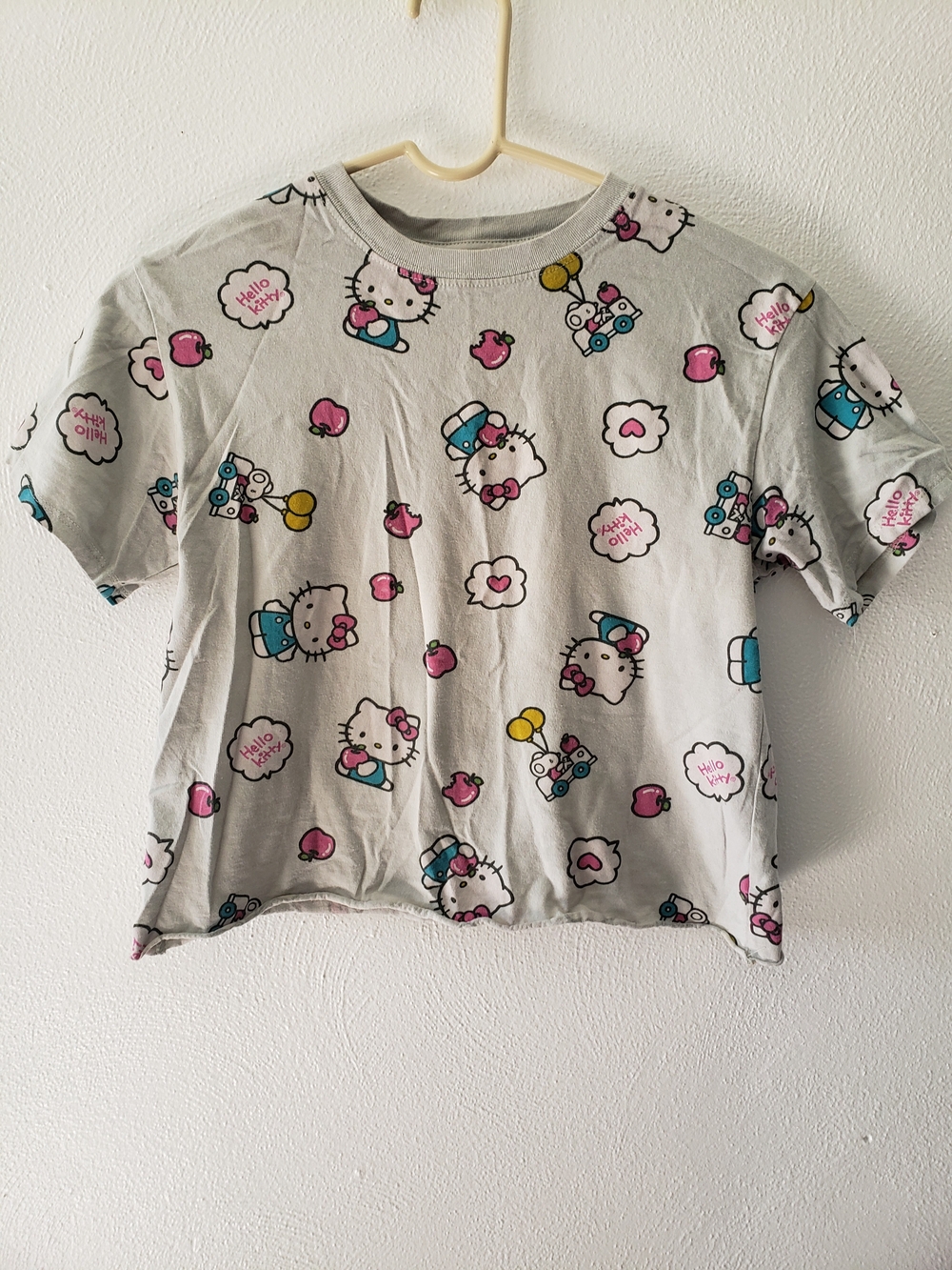 Hello Kitty Gray Tee with Pink and Blue Accents